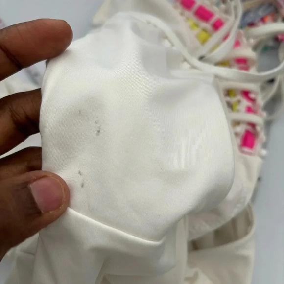 Becca French Trellis One Piece Swimsuit – Multicolor Ladder Front Monokini L - Picture 6 of 7